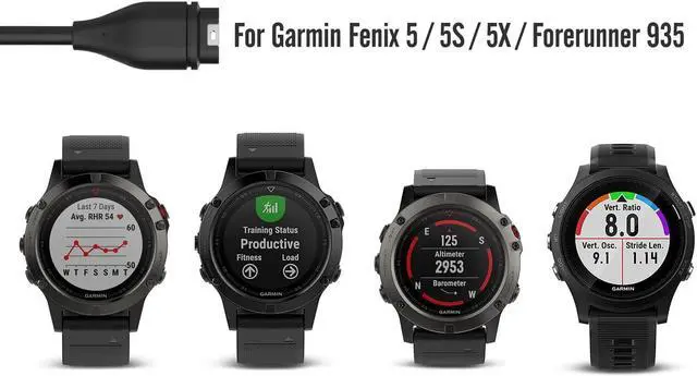 Alt view image 2 of 6 - MoKo Charger Fit Garmin Vivoactive 3/ Fenix 5/5 Plus/5S/5S Plus/5X/5X Plus/Forerunner 745/Instinct/Quatix 5/Quatix 5 Sapphire, [2-Pack] Replacement USB Data Sync Charging Cable Wire - Black & White