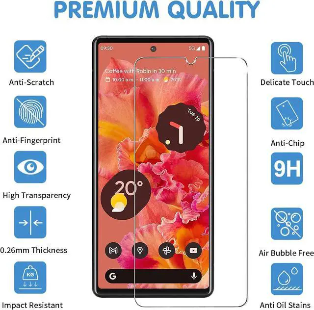 Alt view image 2 of 7 - letosan [3+3 Pack] Glass Screen Protector for Google Pixel 6 5G, 9H Tempered Glass, Ultrasonic Fingerprint Compatible,HD Clear Case Friendly for Google Pixel 6 Glass Screen Protector