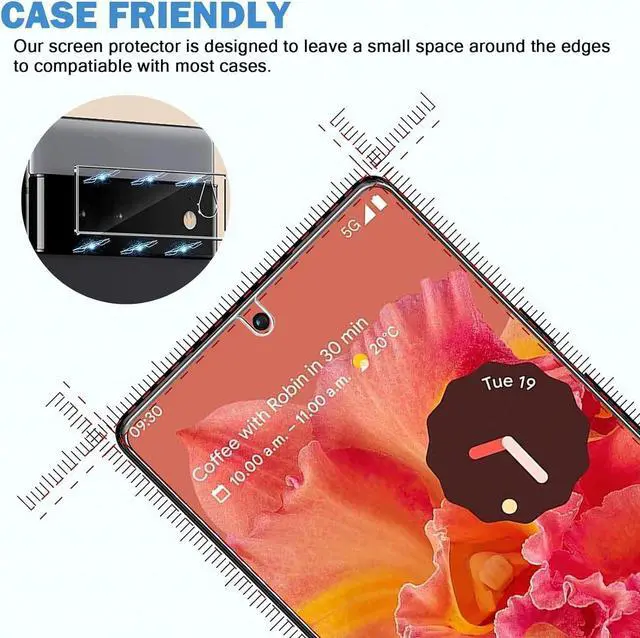Alt view image 5 of 7 - letosan [3+3 Pack] Glass Screen Protector for Google Pixel 6 5G, 9H Tempered Glass, Ultrasonic Fingerprint Compatible,HD Clear Case Friendly for Google Pixel 6 Glass Screen Protector