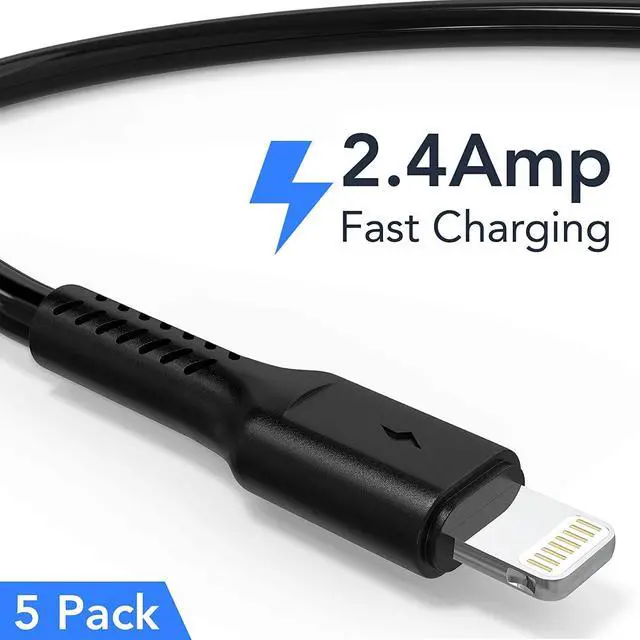 Alt view image 2 of 7 - 6 inch iPhone Charge Cable Short 0.5ft 5Pack USB to Lightning Cord for Fast Charging Stations Compatible with Apple iPhone 12 11 Pro Max Xs 8 7 6 5 Plus iPad Air/Mini
