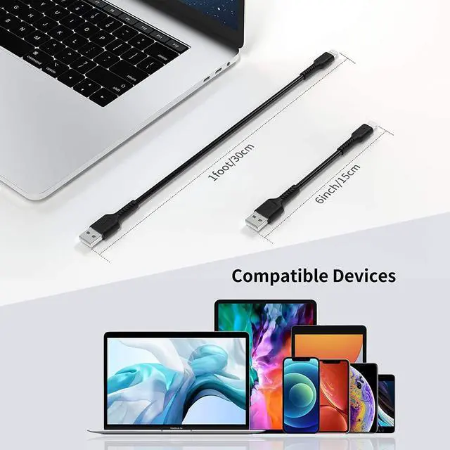 Alt view image 7 of 7 - 6 inch iPhone Charge Cable Short 0.5ft 5Pack USB to Lightning Cord for Fast Charging Stations Compatible with Apple iPhone 12 11 Pro Max Xs 8 7 6 5 Plus iPad Air/Mini