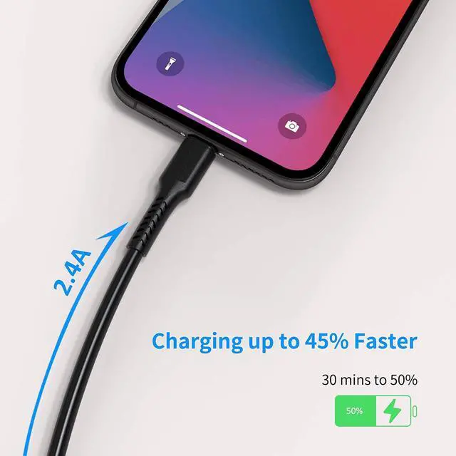 Alt view image 3 of 7 - 6 inch iPhone Charge Cable Short 0.5ft 5Pack USB to Lightning Cord for Fast Charging Stations Compatible with Apple iPhone 12 11 Pro Max Xs 8 7 6 5 Plus iPad Air/Mini