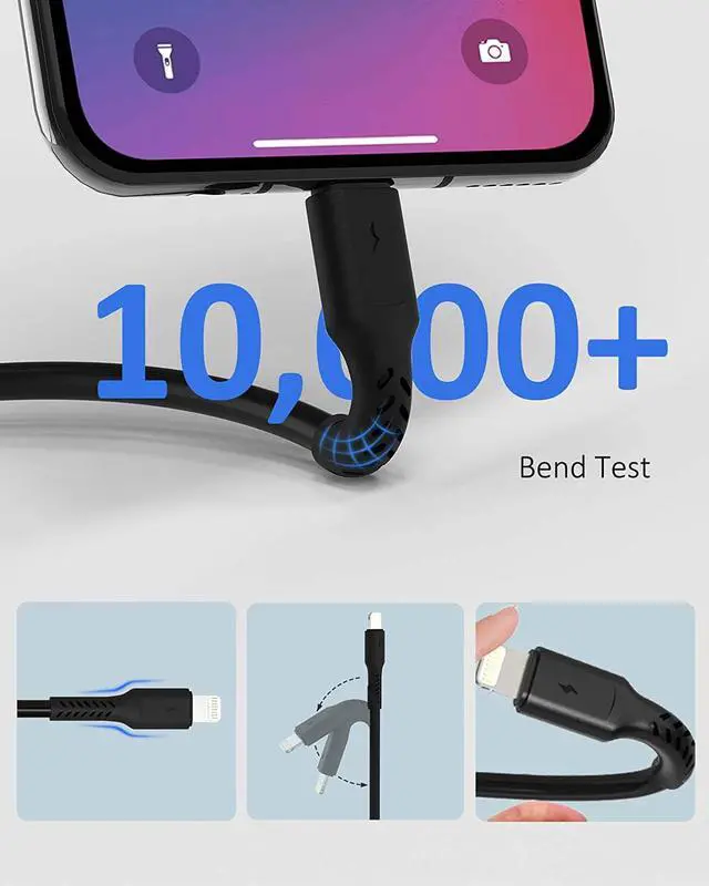 Alt view image 5 of 7 - 6 inch iPhone Charge Cable Short 0.5ft 5Pack USB to Lightning Cord for Fast Charging Stations Compatible with Apple iPhone 12 11 Pro Max Xs 8 7 6 5 Plus iPad Air/Mini