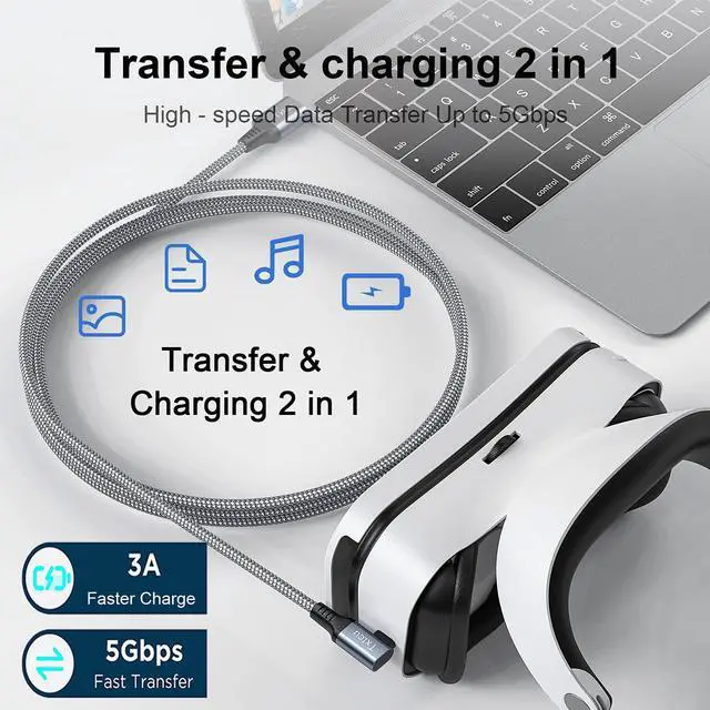 Alt view image 2 of 6 - Txtcu Link Cable 16ft Compatible for Quest 3/Quest 2/Pro/Pico 4 USB 3.0 to USB Type C Cable Nylon Braided 5Gbps High Speed Data Transfer USB C Charging Cable for Oculus Quest 3/Quest 2/1,VR Headset