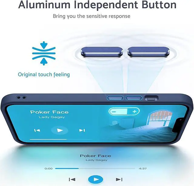 Alt view image 3 of 7 - Anqrp Designed for iPhone 14/13 Case, [Support Wireless Charging] Soft Silicone Slim Anti-Scratch Case for iPhone 14/13 6.1 inch, Blue