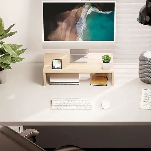 Alt view image 2 of 7 - FITUEYES FITUEYES Computer Monitor Riser 16.7 inch Laptop Stand Save Space Desk Organizer with Keyboard Organizer Space, Oak DT104201WO