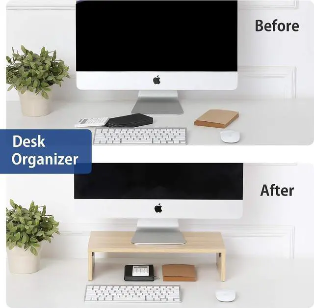 Alt view image 4 of 7 - FITUEYES FITUEYES Computer Monitor Riser 16.7 inch Laptop Stand Save Space Desk Organizer with Keyboard Organizer Space, Oak DT104201WO