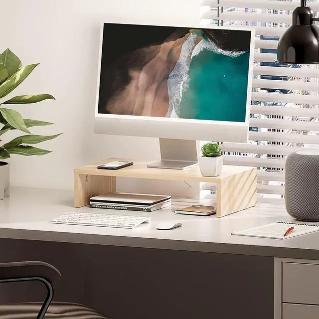 Alt view image 7 of 7 - FITUEYES FITUEYES Computer Monitor Riser 16.7 inch Laptop Stand Save Space Desk Organizer with Keyboard Organizer Space, Oak DT104201WO