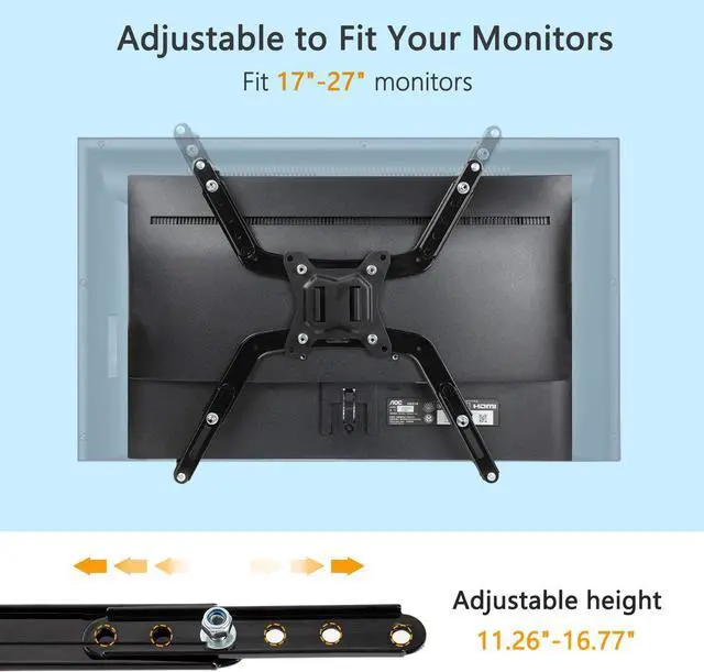 Alt view image 6 of 7 - HUANUO Universal VESA Mount Adapter Kit, Non-VESA Adapter for 17 to 27 Inch Monitor Screens to 75x75 VESA Mount