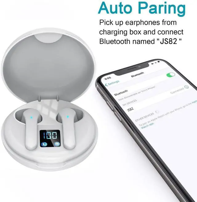 Alt view image 3 of 7 - Wireless Earbuds Bluetooth 5.0 Ear Buds with Mic Smart Noise Reduction (Fast Charging Case) Auto Pairing Bluetooth Earphones for iPhone/Android/air poss in Ear Earbuds Wireless Headphones