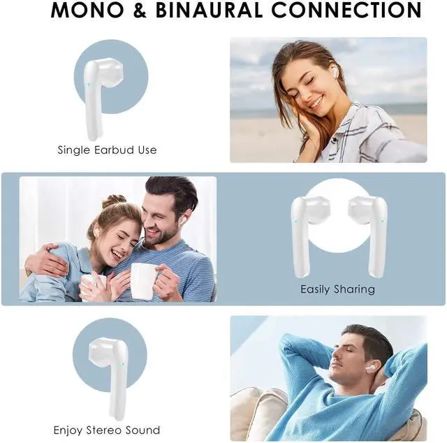 Alt view image 6 of 7 - Wireless Earbuds Bluetooth 5.0 Ear Buds with Mic Smart Noise Reduction (Fast Charging Case) Auto Pairing Bluetooth Earphones for iPhone/Android/air poss in Ear Earbuds Wireless Headphones