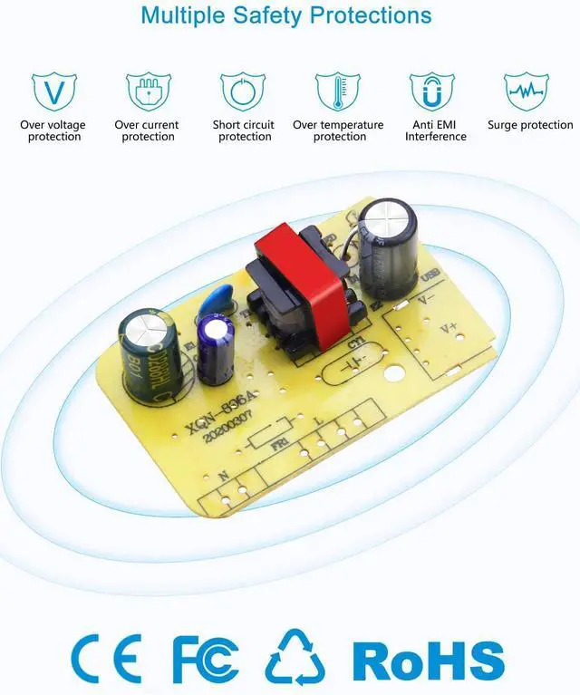 Alt view image 5 of 7 - DC 12V 1A Power Supply 1000mA 12W AC/DC Adapter 100~240V AC to DC 12 Volt 1 Amp 0.6A Converter with 5.5 x 2.5mm 2.1mm Plug for LED Strip Light CCTV Security Camera DVR NVR Surveillance System