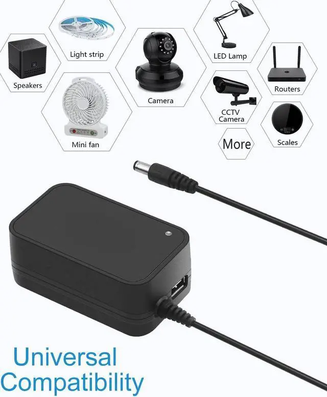 Alt view image 6 of 7 - 30W Universal AC to DC Power Supply Adapter 3V to 12V Adjustable with 14Adapter Tips & USB Port for Household Electronics Routers 2.5A Max