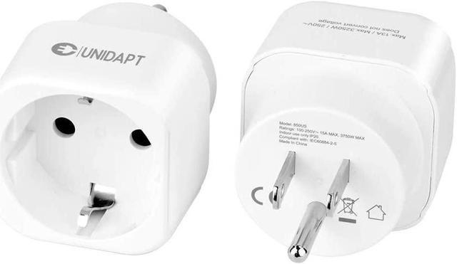  Unidapt Europe to USA Outlet Plug Adapter Converter, 2 Pack,  Power Travel From European to American, Canada, Mexico, Type A : Tools &  Home Improvement