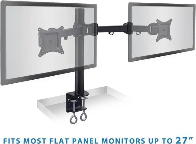 Alt view image 3 of 7 - Mount-It! Dual Monitor Mount | Double Monitor Desk Stand | Fits 2 Computer Screens 19 20 21 22 23 24 27 Inches | C-Clamp and Grommet Base | Heavy Duty Full Motion Arms | VESA 75 100 Compatible
