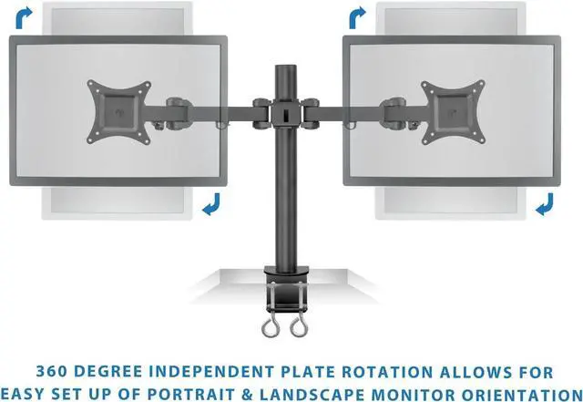 Alt view image 6 of 7 - Mount-It! Dual Monitor Mount | Double Monitor Desk Stand | Fits 2 Computer Screens 19 20 21 22 23 24 27 Inches | C-Clamp and Grommet Base | Heavy Duty Full Motion Arms | VESA 75 100 Compatible