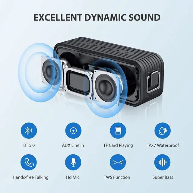 Alt view image 5 of 7 - NOTABRICK Bluetooth Speaker 40W,Portable Speaker with 3D Surround Sound,Enhanced Bass,IPX7 Waterproof Speaker,Long Playtime,Voice Assistant,100ft Wireless Range for Home,Gardens,Outdoor,Travel
