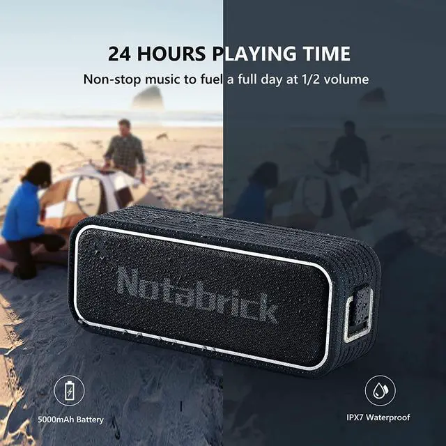 Alt view image 4 of 7 - NOTABRICK Bluetooth Speaker 40W,Portable Speaker with 3D Surround Sound,Enhanced Bass,IPX7 Waterproof Speaker,Long Playtime,Voice Assistant,100ft Wireless Range for Home,Gardens,Outdoor,Travel
