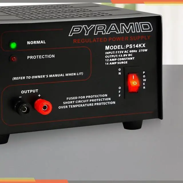 Alt view image 6 of 6 - Pyramid Universal Compact Bench Power Supply - 12 Amp Linear Regulated Home Lab Benchtop AC-to-DC 12V Converter w/ 13.8 Volt DC 115V AC 270 Watt Power Input, Screw Type Terminals, Cooling Fan PS14KX