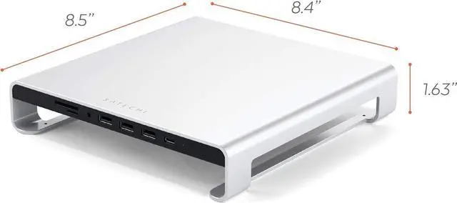 Alt view image 6 of 7 - Satechi Type-C Aluminum Monitor Stand Hub with USB-C Data, USB 3.0, Micro/SD Card Slots & 3.5mm Headphone Jack - For Apple Studio Display, iMac M1, iMac, iMac Pro (Silver)