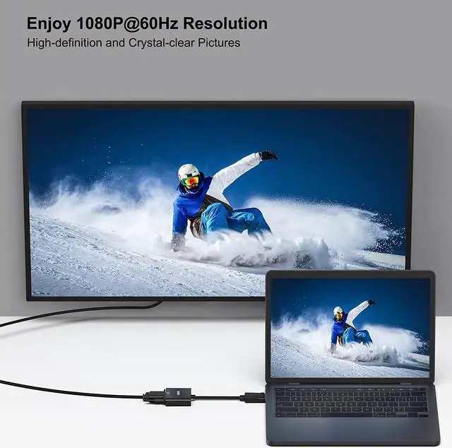 Alt view image 5 of 7 - DisplayPort to VGA Gold-Plated Uni-directional DP Computer to VGA Screen Adapter 1080P (Male to Female) Compatible for   HP