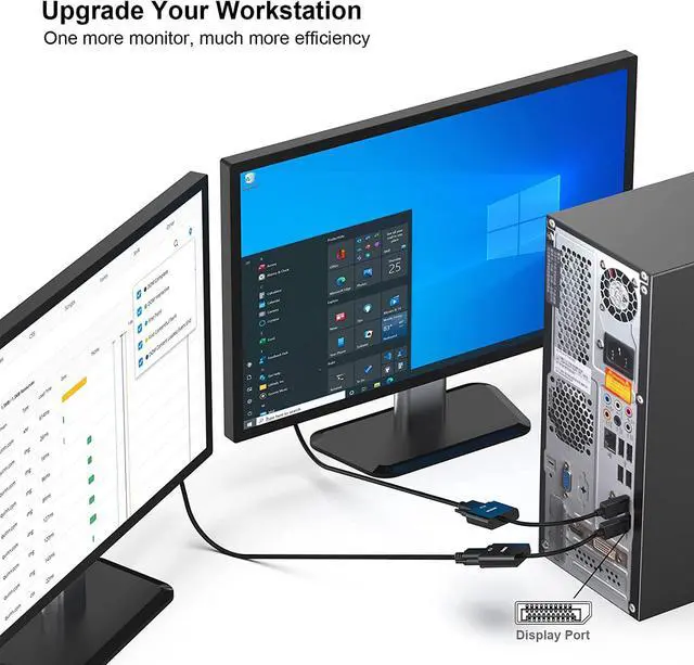 Alt view image 7 of 7 - DisplayPort to VGA Gold-Plated Uni-directional DP Computer to VGA Screen Adapter 1080P (Male to Female) Compatible for   HP