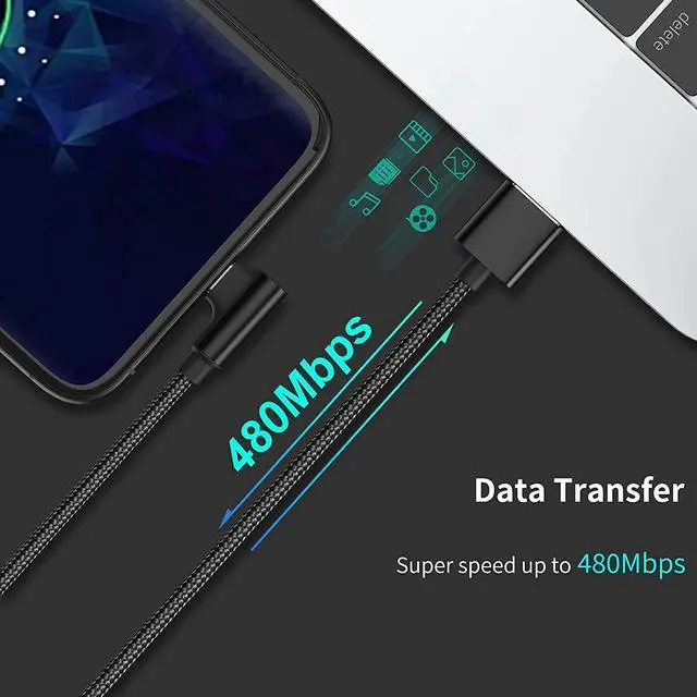 Alt view image 4 of 7 - 1ft Right Angle USB C Cable Fast Charging, 3 Pack 90 Degree USB A to USB Type C Cord Short 3A Compatible with Samsung Galaxy Note 10 S9 S10 S20 S21 Google Pixel 4a 5g LG Stylo 6 5 V60