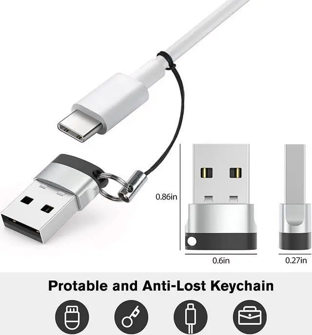 Alt view image 6 of 6 - USB C to USB Adapter (4 Pack) USB-C Female to USB Male Type C to USB A Converter Compatible with Apple MagSafe iPhone 11 12 13 14 15 Pro Max  Galaxy Note Google Pixel etc Grey