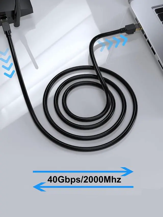 Alt view image 6 of 7 - Cat 8 Ethernet Cable 15 ft Shielded, 26AWG Lastest 40Gbps 2000Mhz SFTP Patch Cord, Heavy Duty High Speed Cat8 LAN Network RJ45 Cable- in Wall, Outdoor, Weatherproof Rated for Router, Modem, Gaming