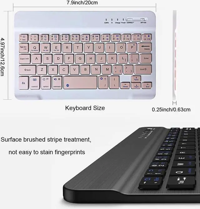 Alt view image 4 of 6 - Ultra-Slim Bluetooth Keyboard Portable Rechargeable Wireless Keyboard Compact for Android Windows Tablet Cell Phone iOS iPhone iPad, iPad Pro, iPad Air, iPad Mini, MacBook Pro Air (Small Size Pink)