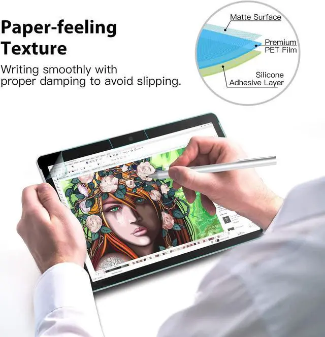 Alt view image 3 of 7 - Matte Screen Protector for  Surface Pro 7 Plus/Pro 7/Pro 6/Pro 5/Pro 4/Pro LTE Tablet Anti Reflection PET Film Write Draw and Sketch with Surface Pen Like on Paper Clear