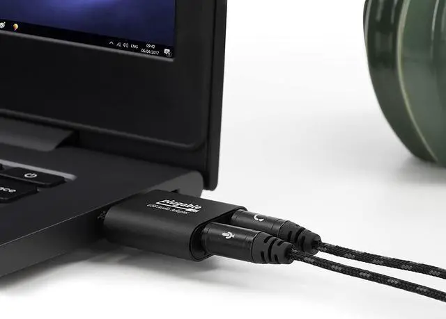 Alt view image 2 of 7 - USB Audio Adapter with 3.5mm Speaker-Headphone and Microphone Jack Add an External Stereo Sound Card to Any PC Compatible with Windows Mac and Linux - Driverless