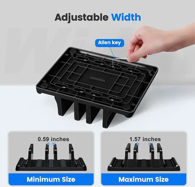 Alt view image 7 of 7 - 3-Slot Vertical Laptop Stand Made of Premium ABS Plastic 4 in 1 Design Space-Saving Adjustable Desk Organizer for All MacBook/Chromebook/Surface