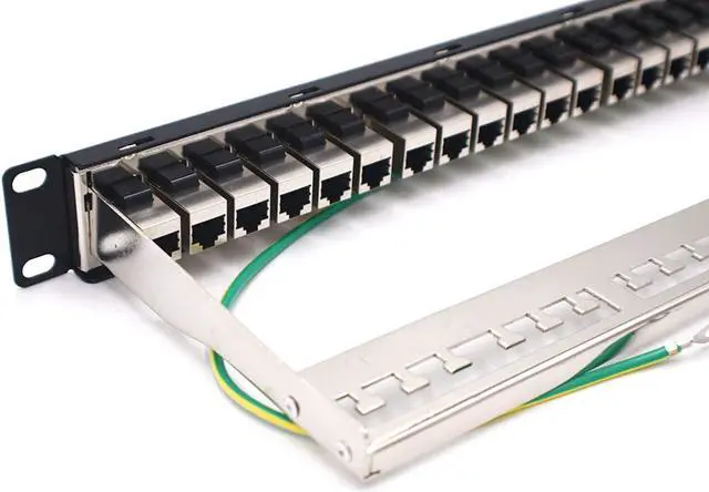 Alt view image 3 of 7 - ETS 24 Port CAT6A RJ45 Feed Through Coupler Patch Panel 19-Inch Loaded with Back Bar, Wallmount or Rackmount, Compatible with Cat5, Cat5e, Cat6, Cat6A, UTP STP Cabling (CAT6a Shielded)