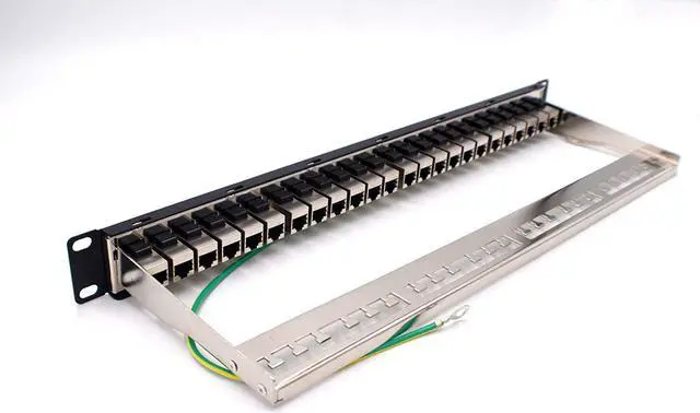 Alt view image 5 of 7 - ETS 24 Port CAT6A RJ45 Feed Through Coupler Patch Panel 19-Inch Loaded with Back Bar, Wallmount or Rackmount, Compatible with Cat5, Cat5e, Cat6, Cat6A, UTP STP Cabling (CAT6a Shielded)
