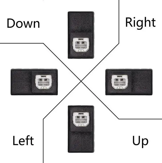 Alt view image 4 of 6 - USB 2.0 Type-B Printer Adapter, 2 Pack 90 Degrees USB 2.0 B Male to Type-B Female Printer Adapter  for Printer, Scanner, Mobile HDD and More Left Angle