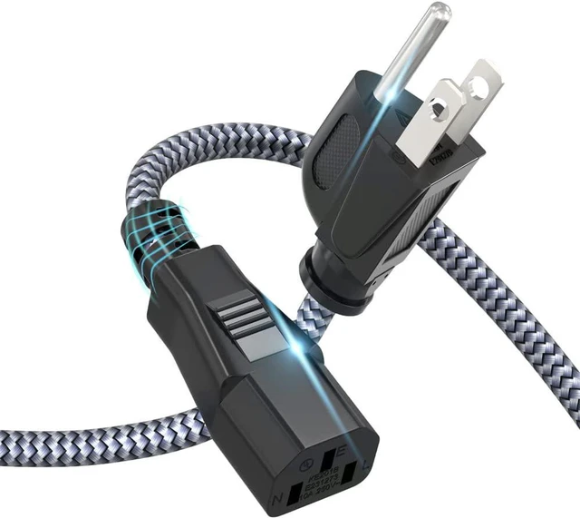 Main image of Power Cord 10A 18AWG AC Power Cable 10FT(3m) Nylon Braided 3 Prong Power Cord Replacement Power Cable UL Certified for Computer TV Monitor Printer PC Projector Power Supply