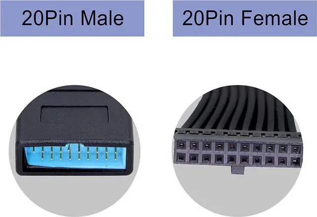 Alt view image 2 of 6 - GINTOOYUN USB 3.0 Header Extension Cable,USB 3.0 19/20 Pin Male to Female Internal Extension Adapter(5.9 inch)