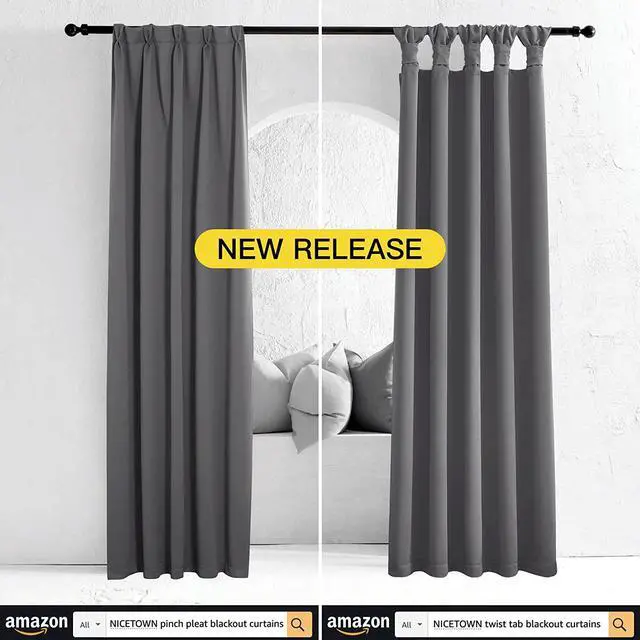 Alt view image 3 of 7 - NICETOWN Grey Kitchen Blackout Short Curtain Panels for Bedroom, 45 Inch Long Thermal Insulated Grommet Top Blackout Draperies and Drapes (2 Panels, W42 x L45 -Inch, Grey)
