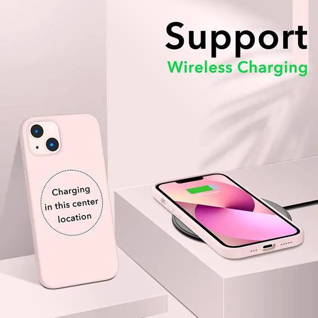 Alt view image 5 of 7 - Compatible with iPhone 13 Case 6.1 Slim Liquid Silicone 3 Layers Full Covered Soft Gel Rubber Case Cover 6.1 inch-Chalk Pink