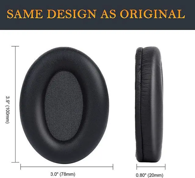 Alt view image 7 of 7 - Professional Earpads Cushions Replacement for  WH-1000XM3 (WH1000XM3) Over-Ear Headphones Ear Pads with Softer Protein Leather Noise Isolation Memory Foam Added Thickness (Black)