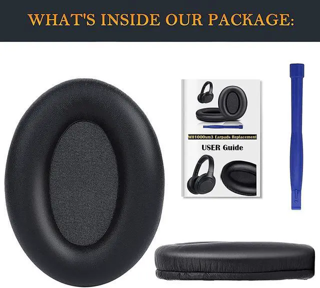 Alt view image 6 of 7 - Professional Earpads Cushions Replacement for  WH-1000XM3 (WH1000XM3) Over-Ear Headphones Ear Pads with Softer Protein Leather Noise Isolation Memory Foam Added Thickness (Black)