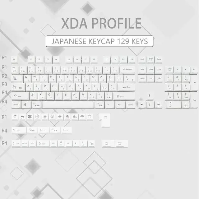 Alt view image 2 of 7 - Keycap PBT XDA DSA Height Standard Five-Sided Sublimation Process Keycap Compatible with GH60 / GK64 / GK61 / 68/87/104 Black and White Japanese