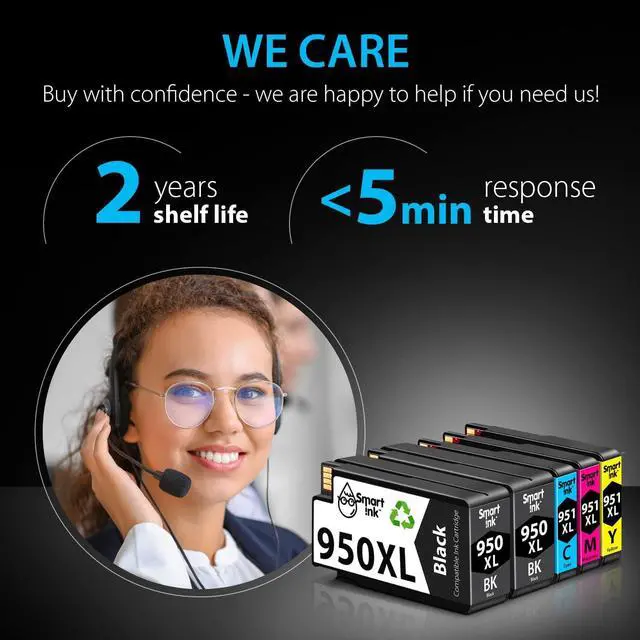 Alt view image 6 of 7 - Smart Ink Compatible Ink Cartridge Replacement  950XL 951XL 950 XL 951 XL 5 Pack Combo to use with Officejet Pro 8600 plus 8610 8620 8100 8625 8630 Printers (2 Black & 1 Cyan 1 Magenta 1 Yellow)