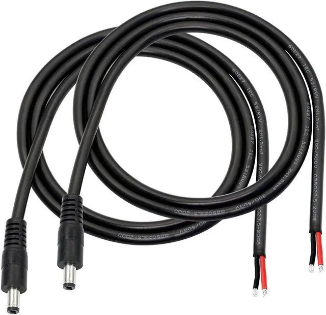 Main image of DC Power Pigtails Cable,3FT DC 5.5MM x 2.1MM Male Plug to Bare Wire Open End Power Wire Supply Repair Cable,16 AWG Barrel Connector Pigtail for CCTV Security Camera,DVR,LED Strip Light Etc-2 Pcs(M)