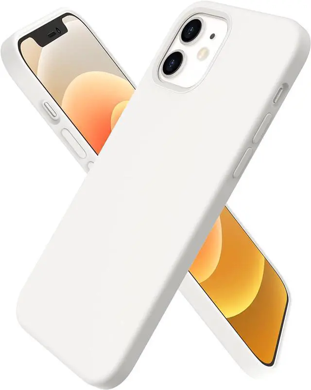 Main image of Compatible with iPhone 12 Case Compatible with iPhone 12 Pro Case Slim Liquid Silicone 3 Layers Full Covered Soft Gel Rubber Phone Case Cover 6.1 inch-White