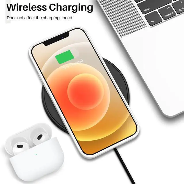 Alt view image 5 of 6 - Compatible with iPhone 12 Case Compatible with iPhone 12 Pro Case Slim Liquid Silicone 3 Layers Full Covered Soft Gel Rubber Phone Case Cover 6.1 inch-White