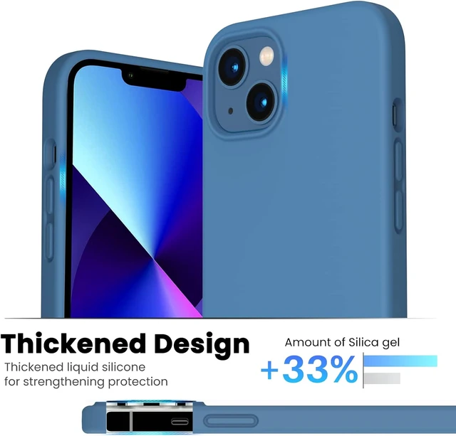 Alt view image 3 of 7 - Designed for iPhone 13 Case Shockproof Liquid Silicone-Blue