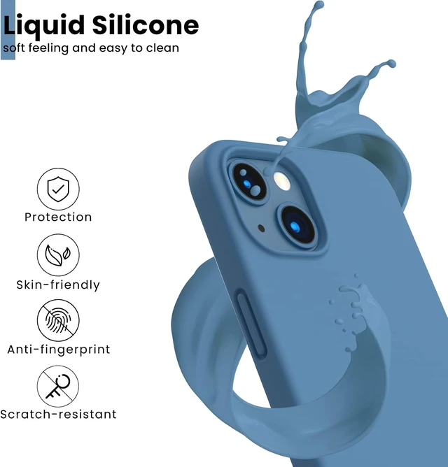 Alt view image 4 of 7 - Designed for iPhone 13 Case Shockproof Liquid Silicone-Blue