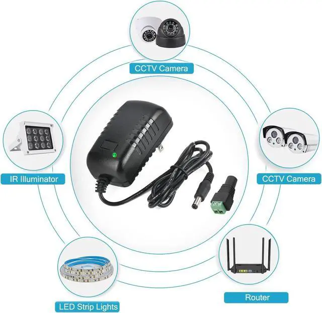 Alt view image 7 of 7 - AC Adapter, YIFENG 12V / 2A AC DC Switching Power Supply Adapter(Input 100-240V, Output 12V 2A) with DC Connector Gift